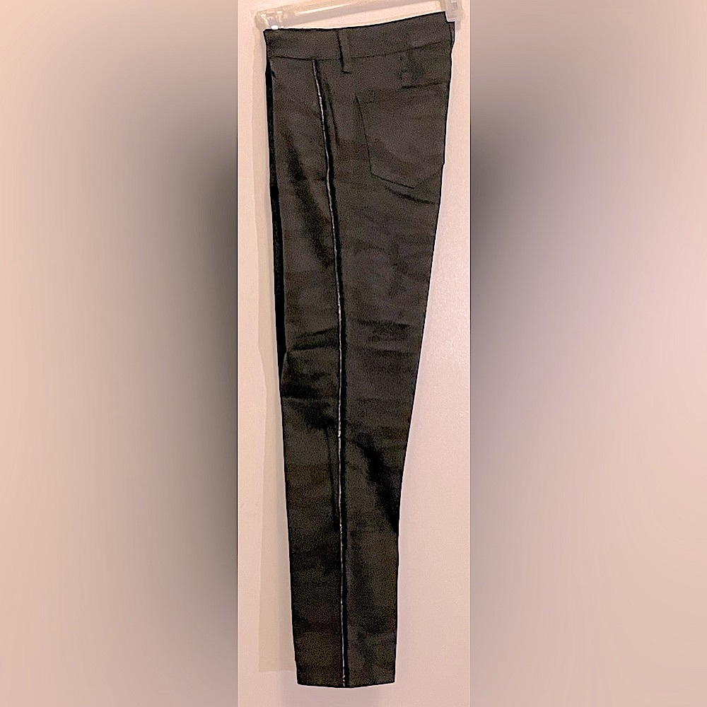 LEVEL 99 Size 26, straight boot cut, dark camouflage  w/gold pinstripe down side